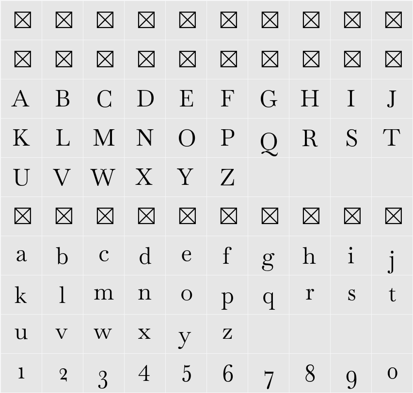 Baskervville 字符映射表