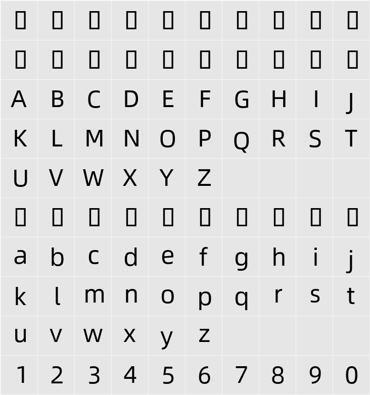 Alibaba Sans SEA 字符映射表