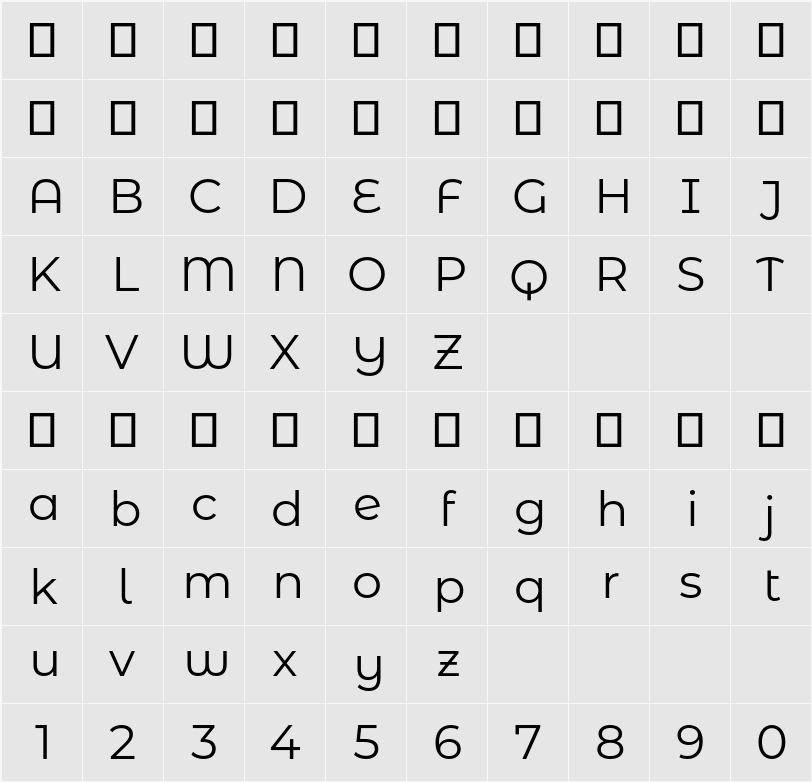 Montserrat Alternates 字符映射表