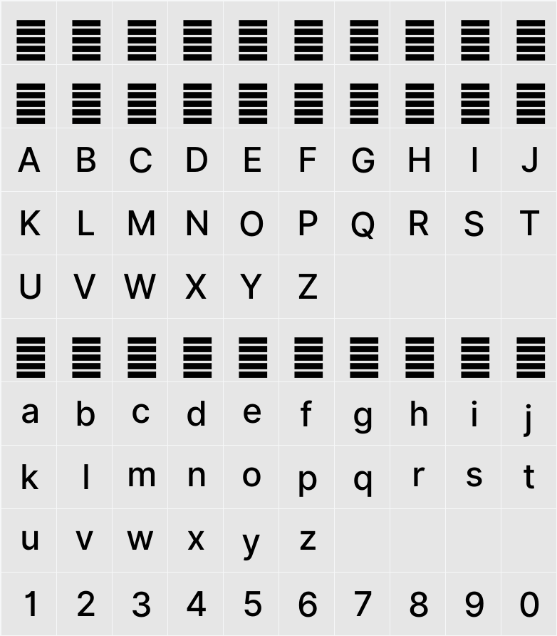 Inter Medium 字符映射表