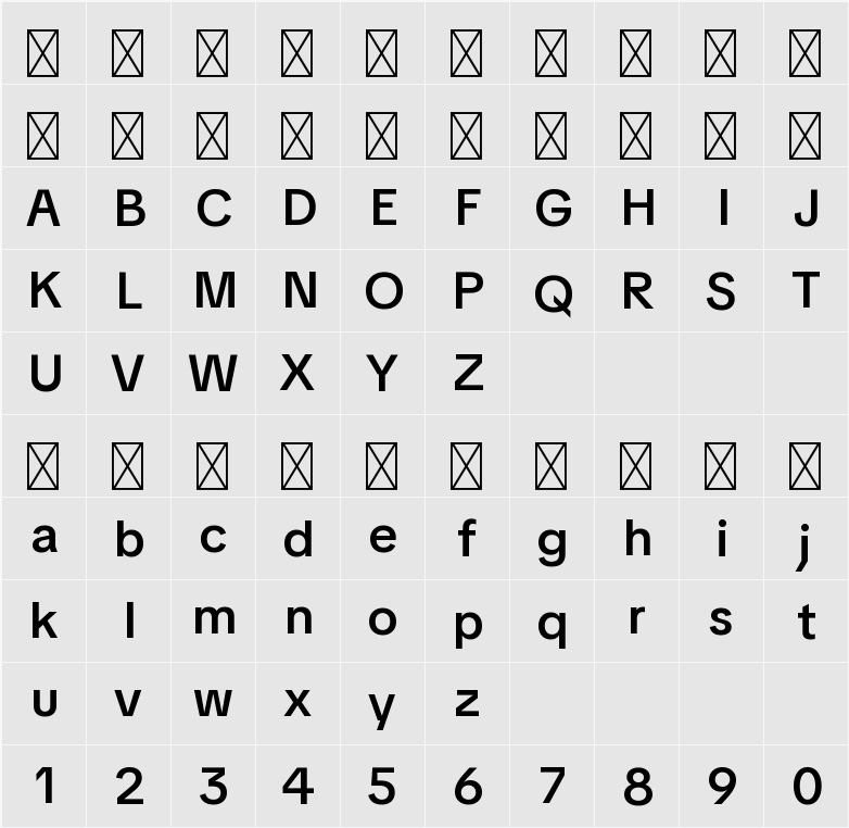 TikTok Sans Display Medium 字符映射表