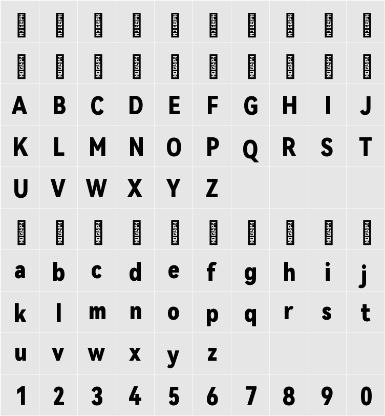 HarmonyOS Sans Condensed Black 字符映射表