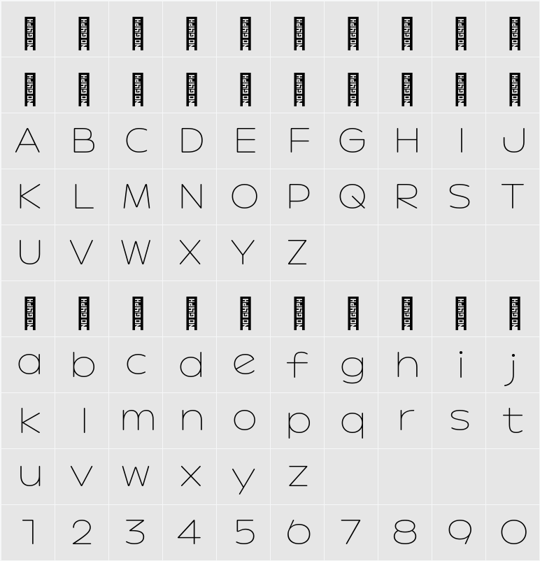 G8321 ExtraLight 字符映射表