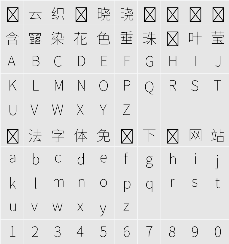 思源黑體 HK VF 字符映射表