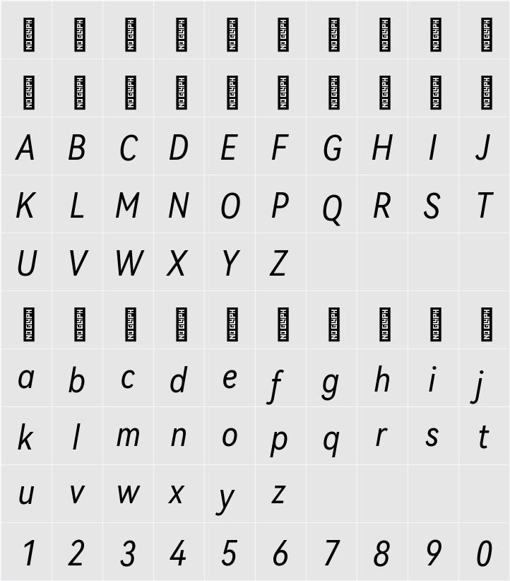 HarmonyOS Sans Condensed 字符映射表