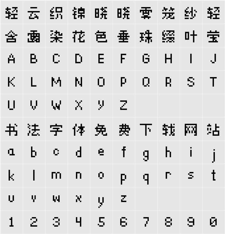 LanaPixel 字符映射表