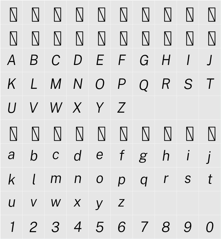 Public Sans Light 字符映射表