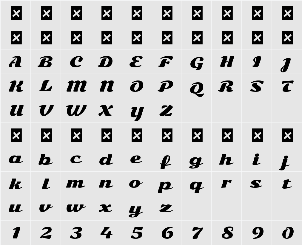 Sonsie One 字符映射表