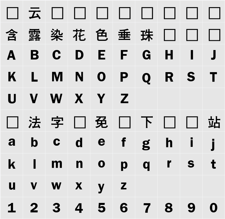 은 돋움 字符映射表
