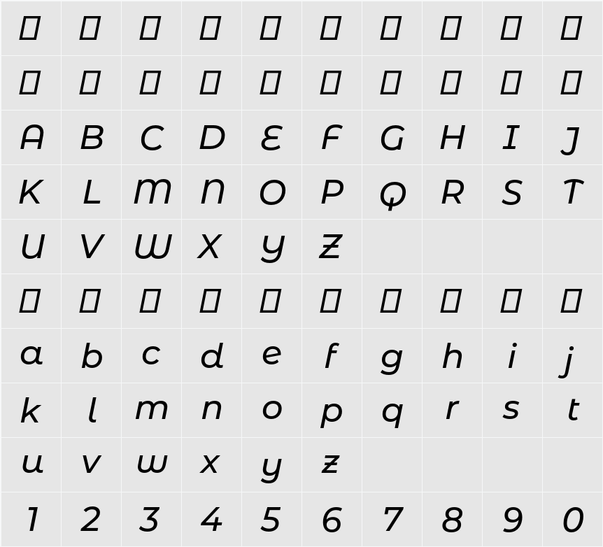 Montserrat Alternates Medium 字符映射表