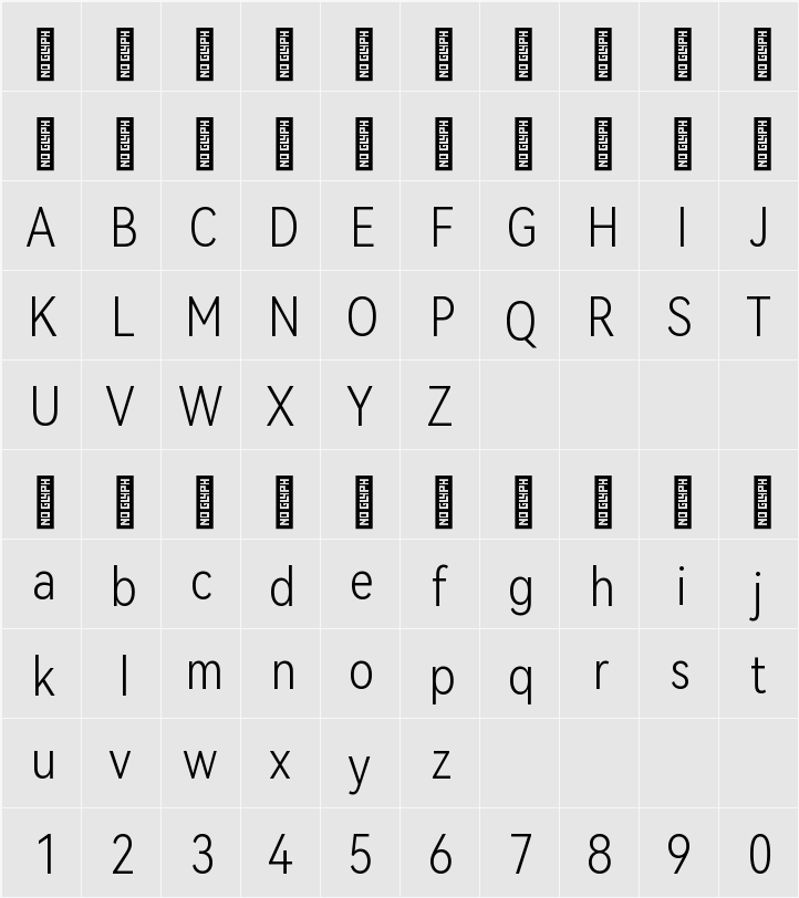 HarmonyOS Sans Condensed Light 字符映射表