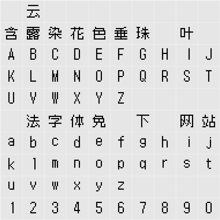 Galmuri11JP Regular 字符映射表