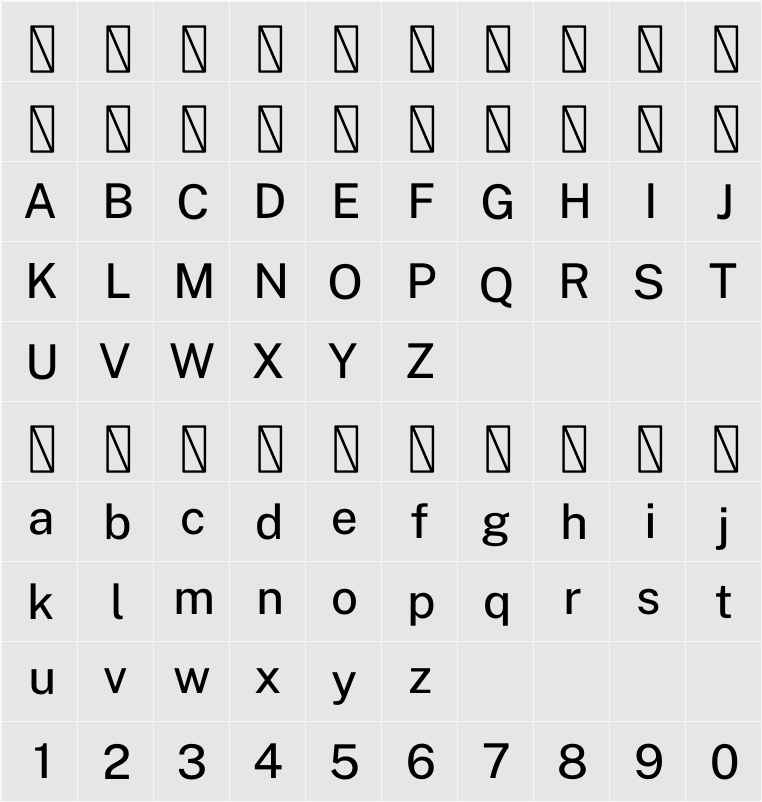 Public Sans Medium 字符映射表