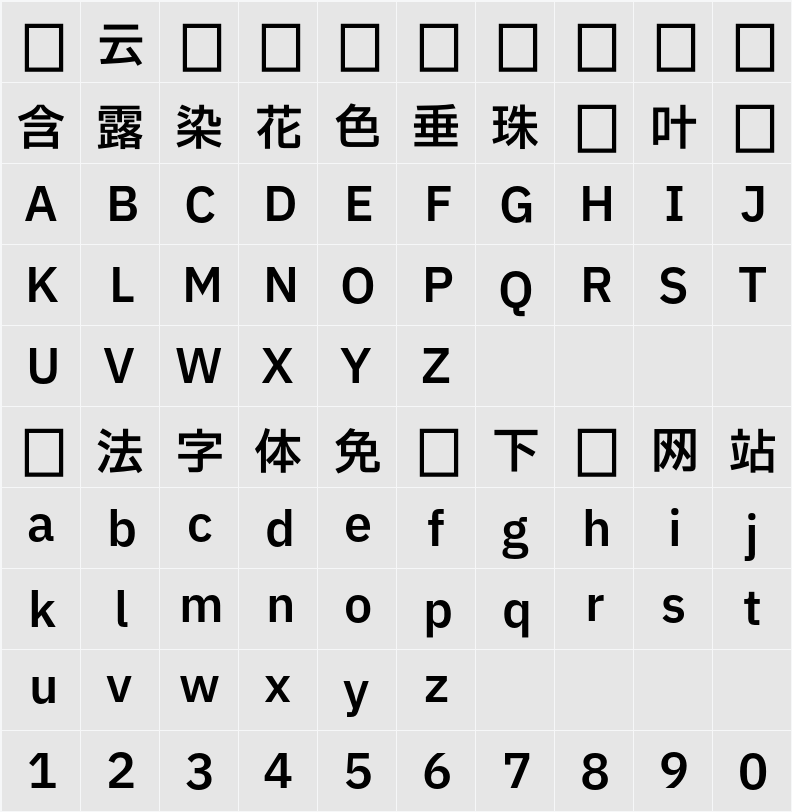 IBM Plex Sans JP SmBld 字符映射表