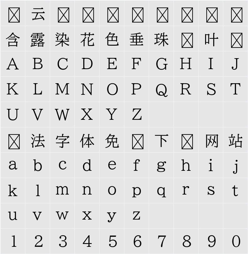 BIZ UDP明朝 字符映射表