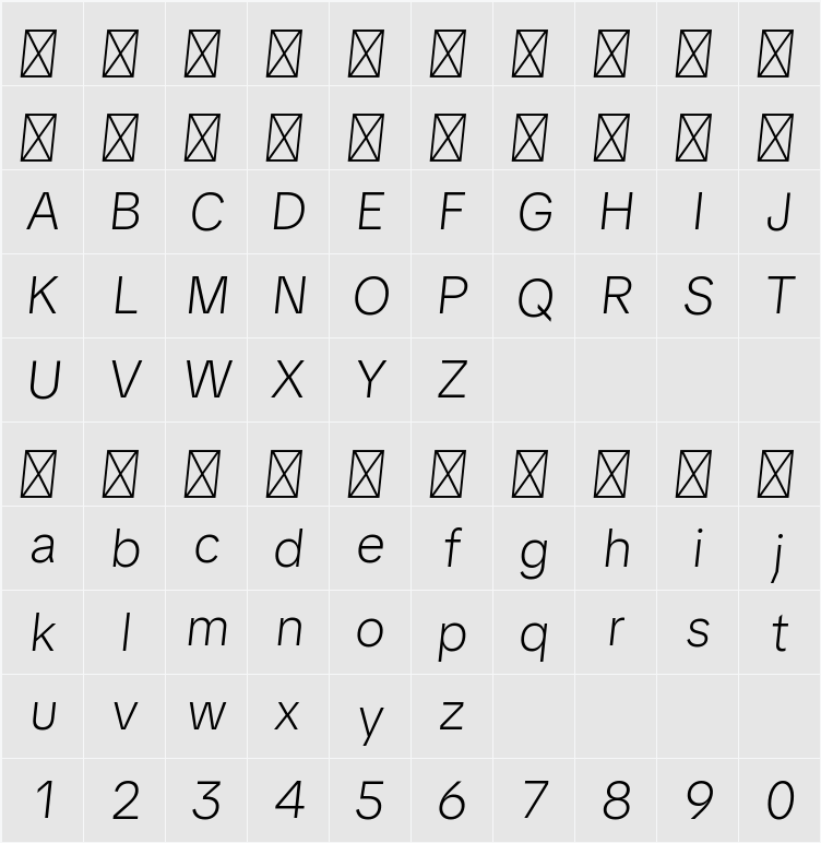 TikTok Sans Text Dark Light 字符映射表