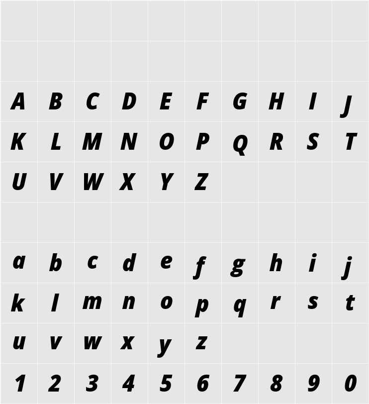 Open Sans SemiCondensed ExtraBold 字符映射表