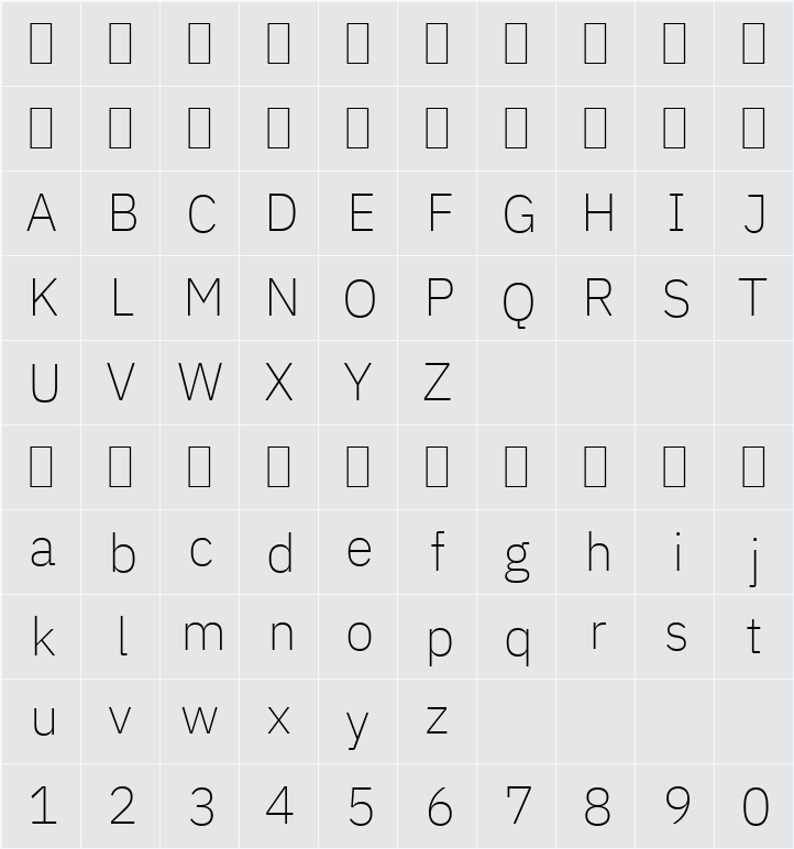 IBM Plex Sans Arabic ExtLt 字符映射表