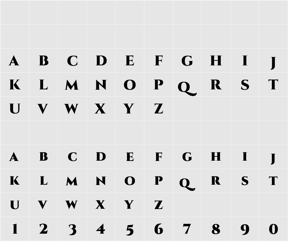 Cinzel Black 字符映射表