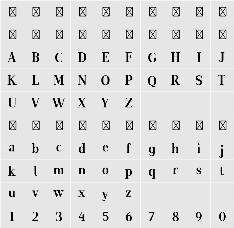 Luiss Serif 字符映射表