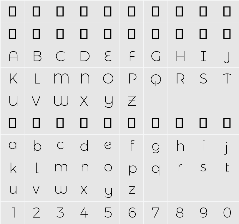 Montserrat Alternates ExLight 字符映射表
