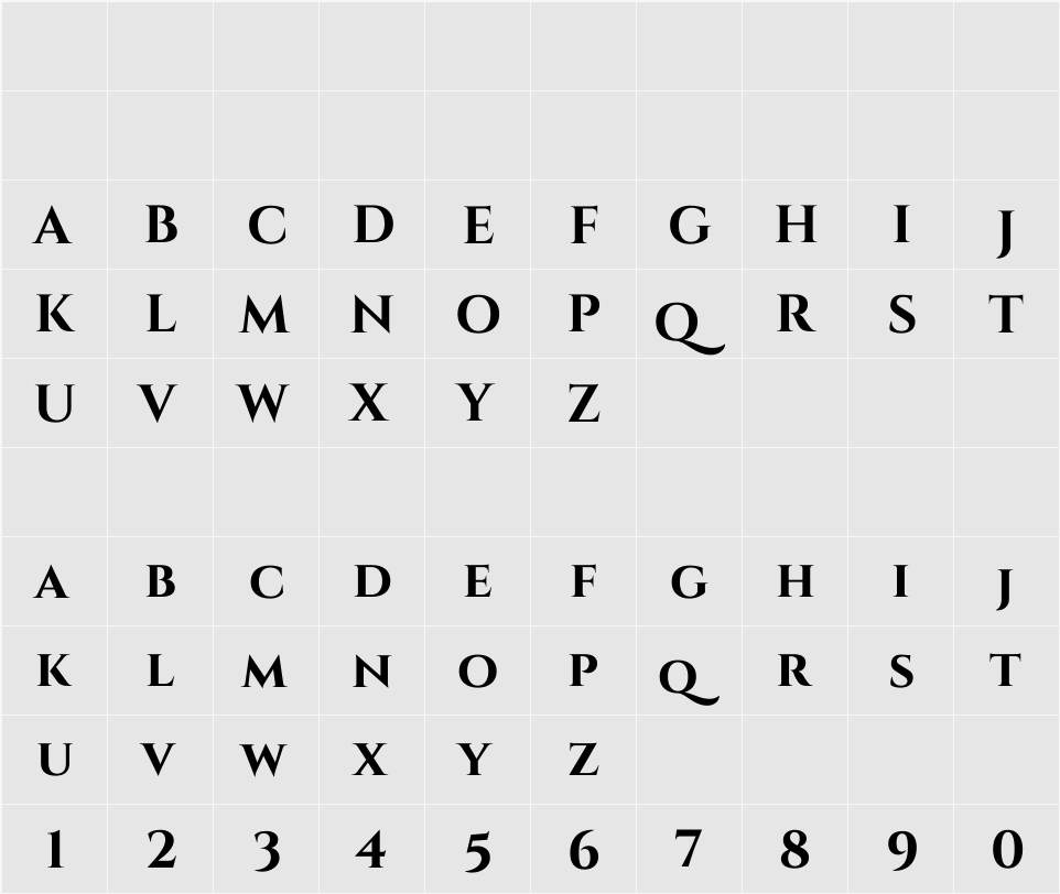 Cinzel 字符映射表