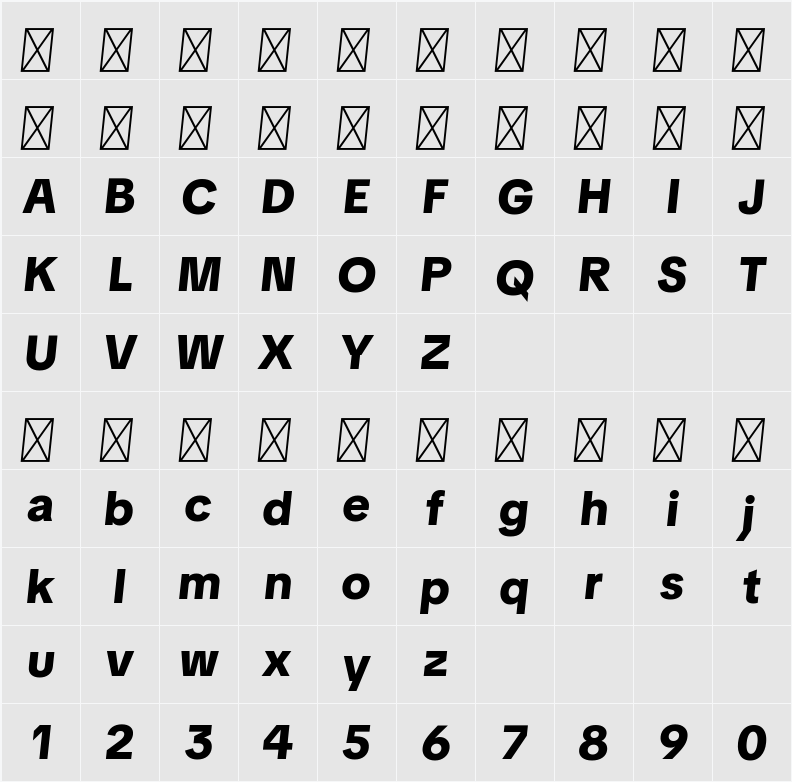 TikTok Sans Display Dark Black 字符映射表