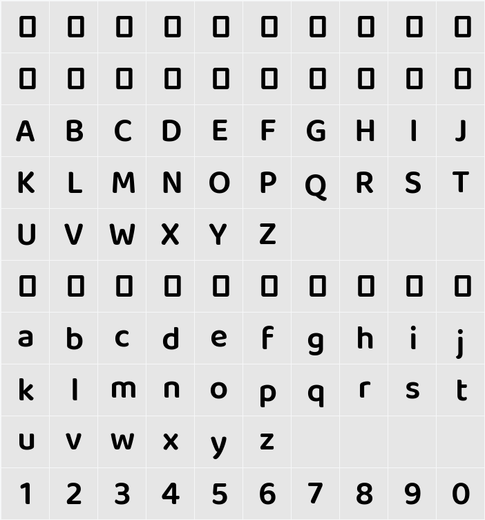 Baloo 2 SemiBold 字符映射表