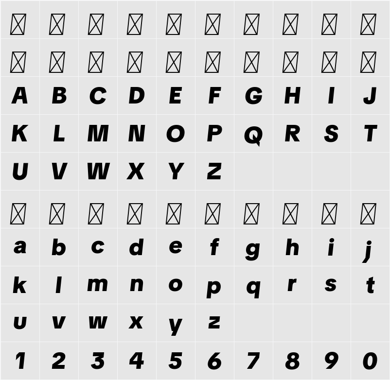 TikTok Sans Display Black 字符映射表