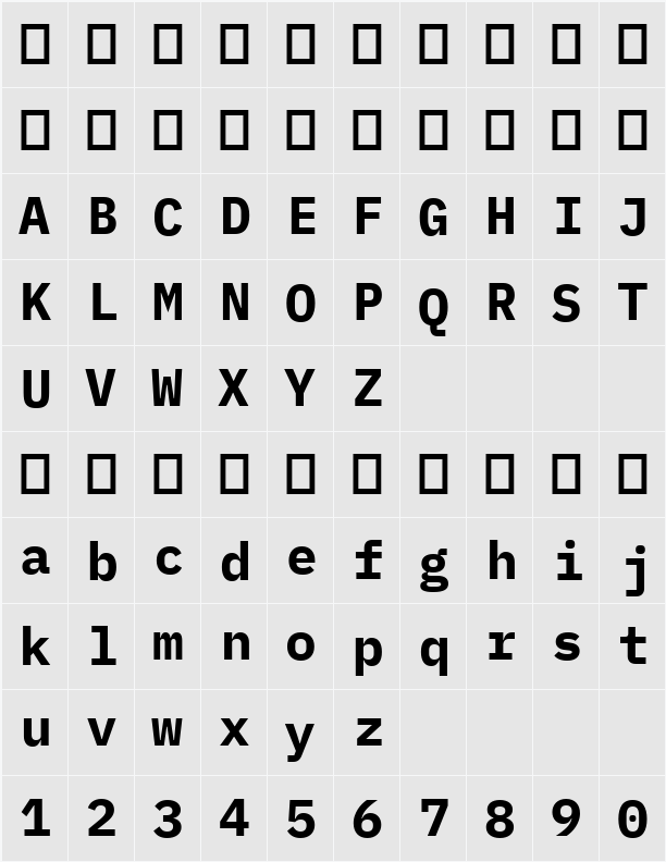 IBM Plex Mono 字符映射表