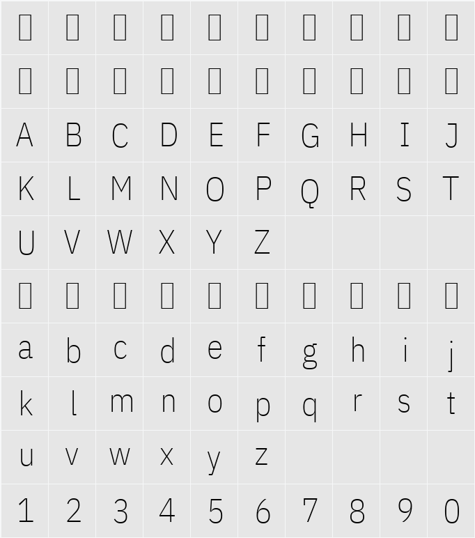 IBM Plex Sans Cond ExtLt 字符映射表