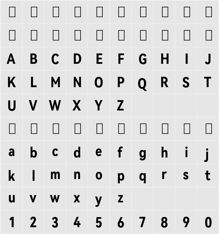 HarmonyOS Sans Condensed 字符映射表