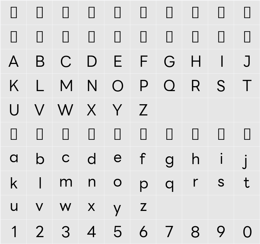 LINE Seed Sans TH App 字符映射表