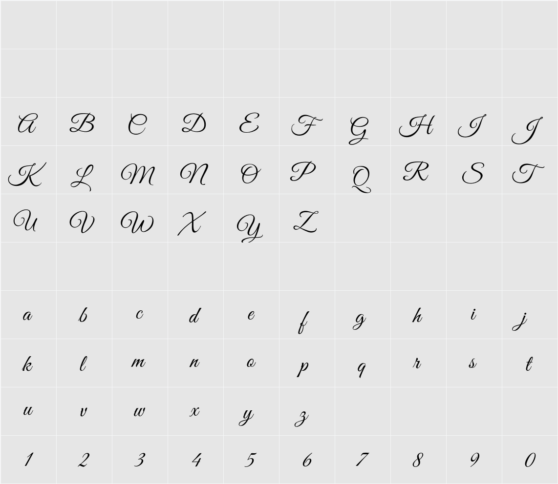 Great Vibes 字符映射表