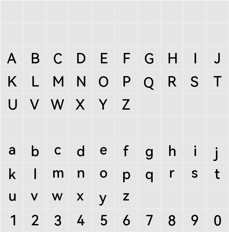 HarmonyOS Sans Medium 字符映射表