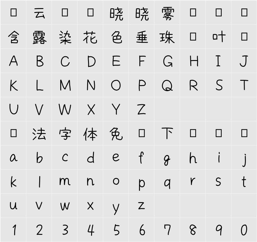 073 TEGUSE Kanaka Font 字符映射表