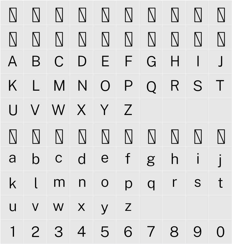 Public Sans Light 字符映射表