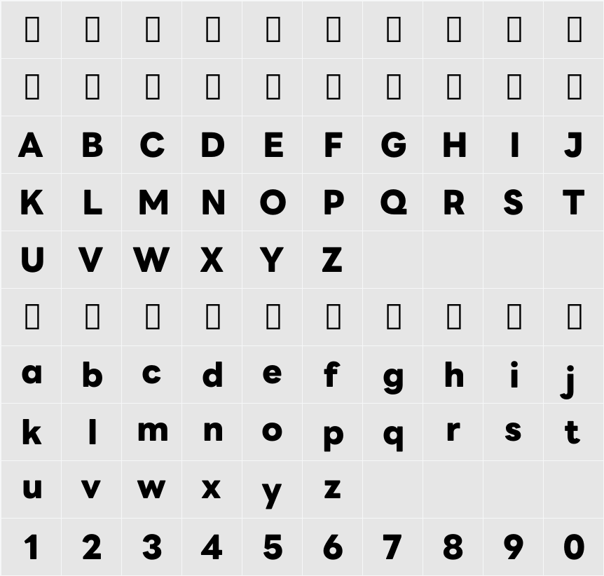 LINE Seed Sans ExtraBold 字符映射表