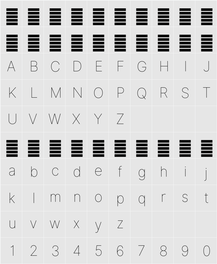 Inter Thin BETA 字符映射表