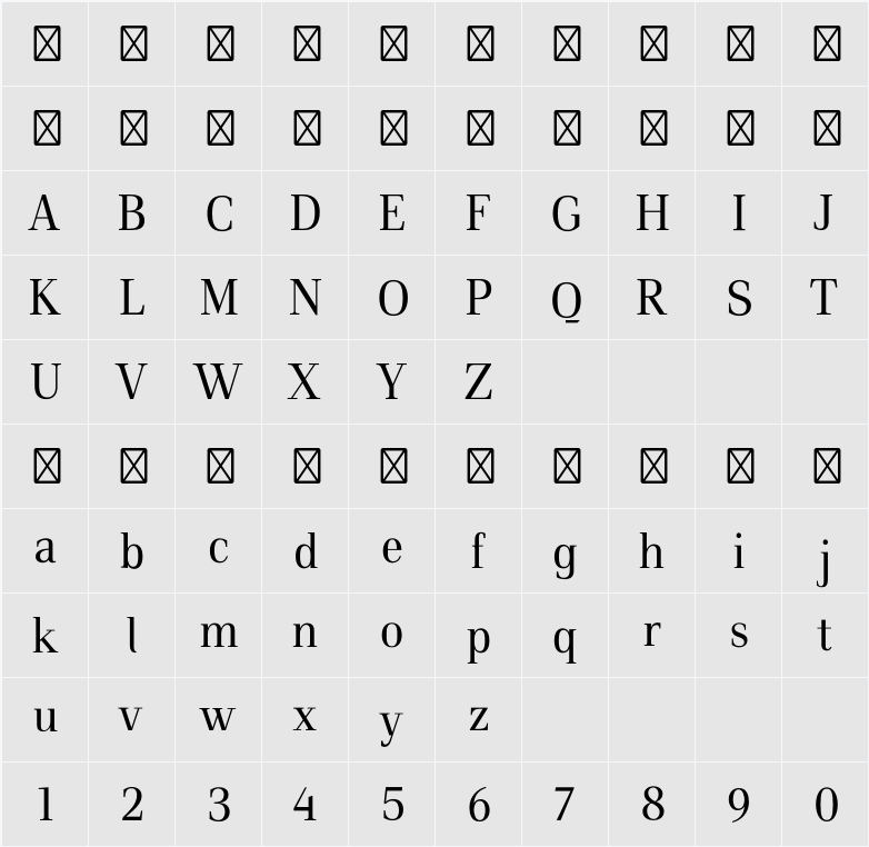 Luiss Serif 字符映射表