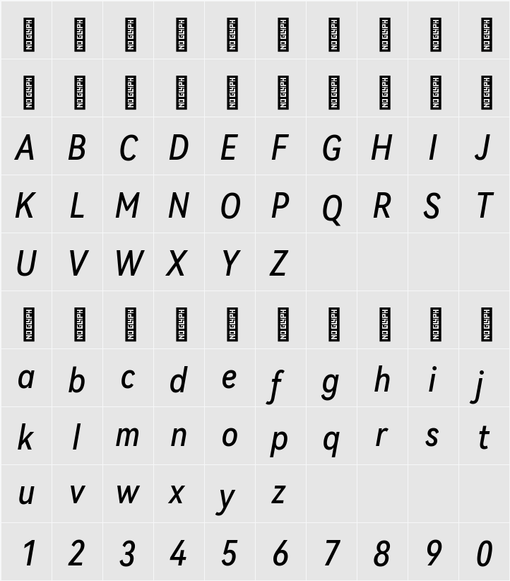 HarmonyOS Sans Condensed Medium 字符映射表