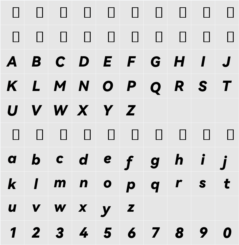 HarmonyOS Sans Black 字符映射表