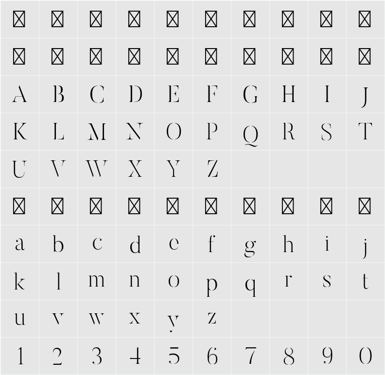 Butler Stencil 字符映射表