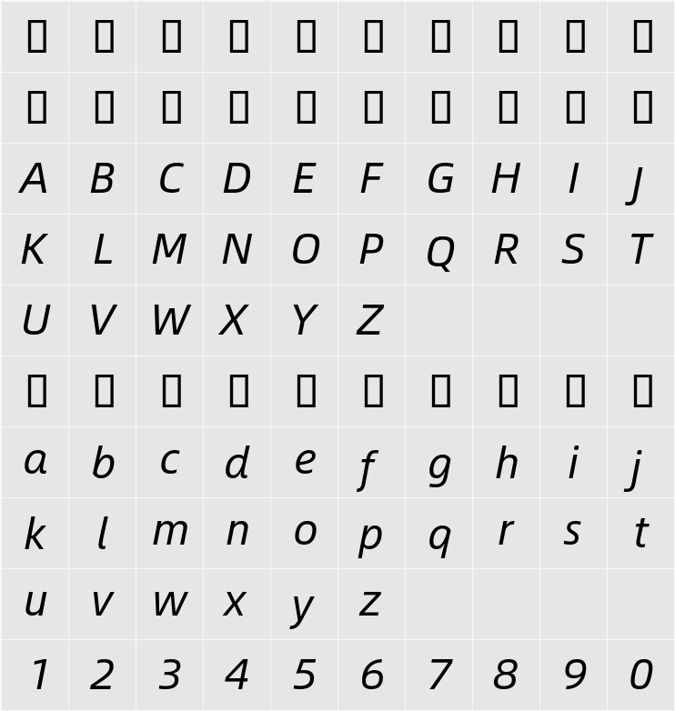 Alibaba Sans 字符映射表