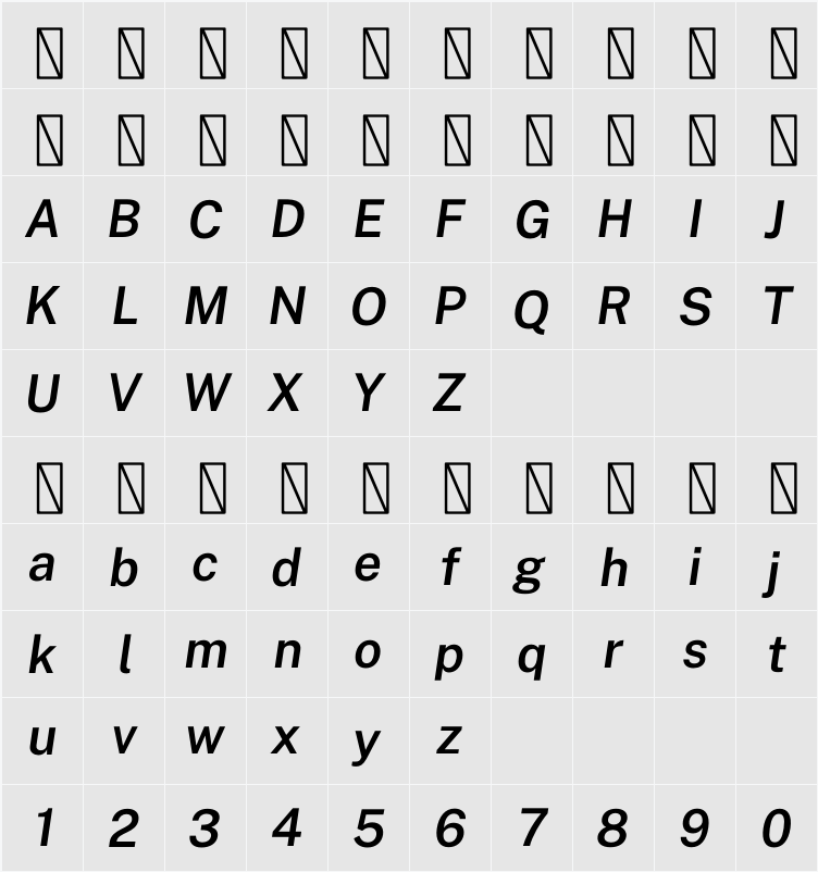 Public Sans SemiBold 字符映射表