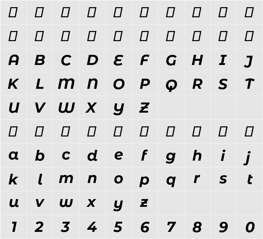 Montserrat Alternates 字符映射表