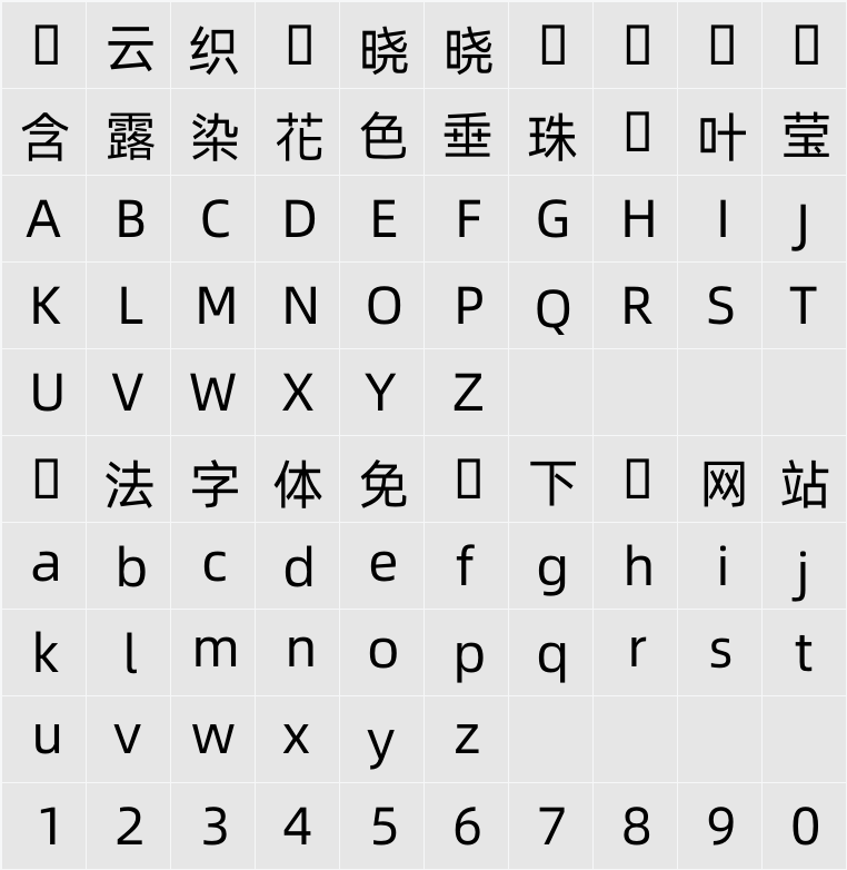 阿里巴巴普惠體 TC 55 Regular 字符映射表