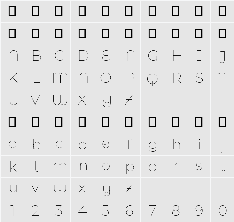 Montserrat Alternates Thin 字符映射表