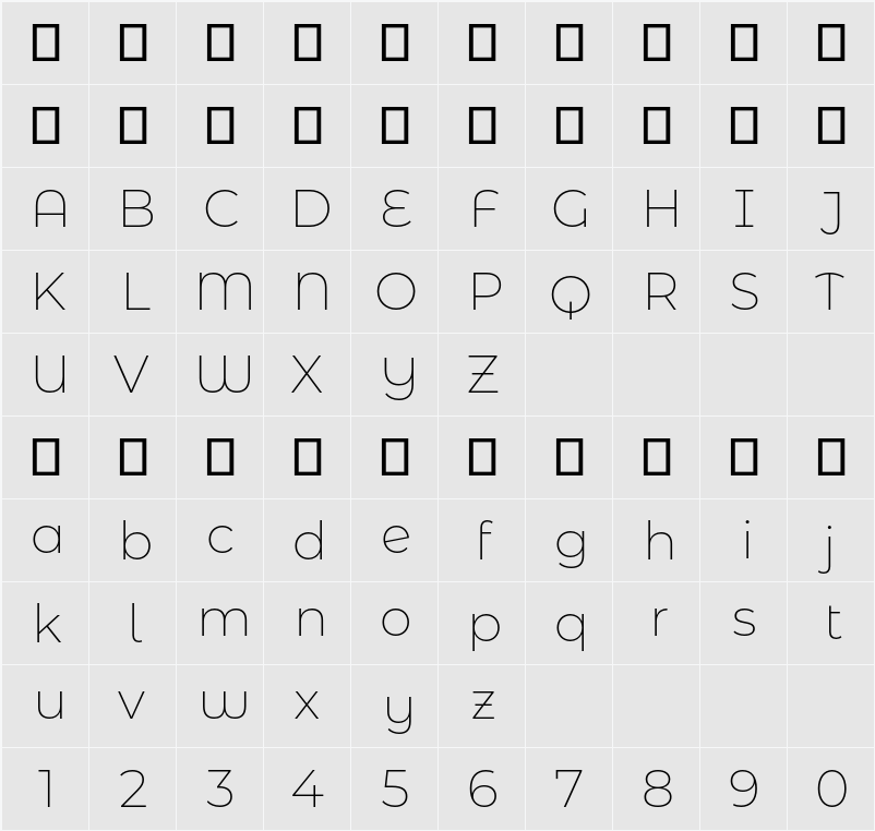 Montserrat Alternates ExLight 字符映射表