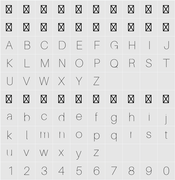 Aileron UltraLight 字符映射表